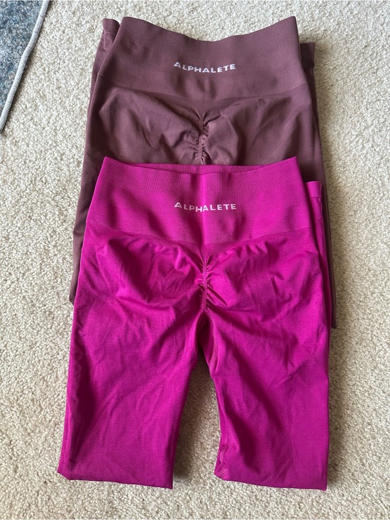 Alphalete Pants - Alphalete Amplify Seamless Scrunch Leggings Pink Bundle - Magenta and Mauve